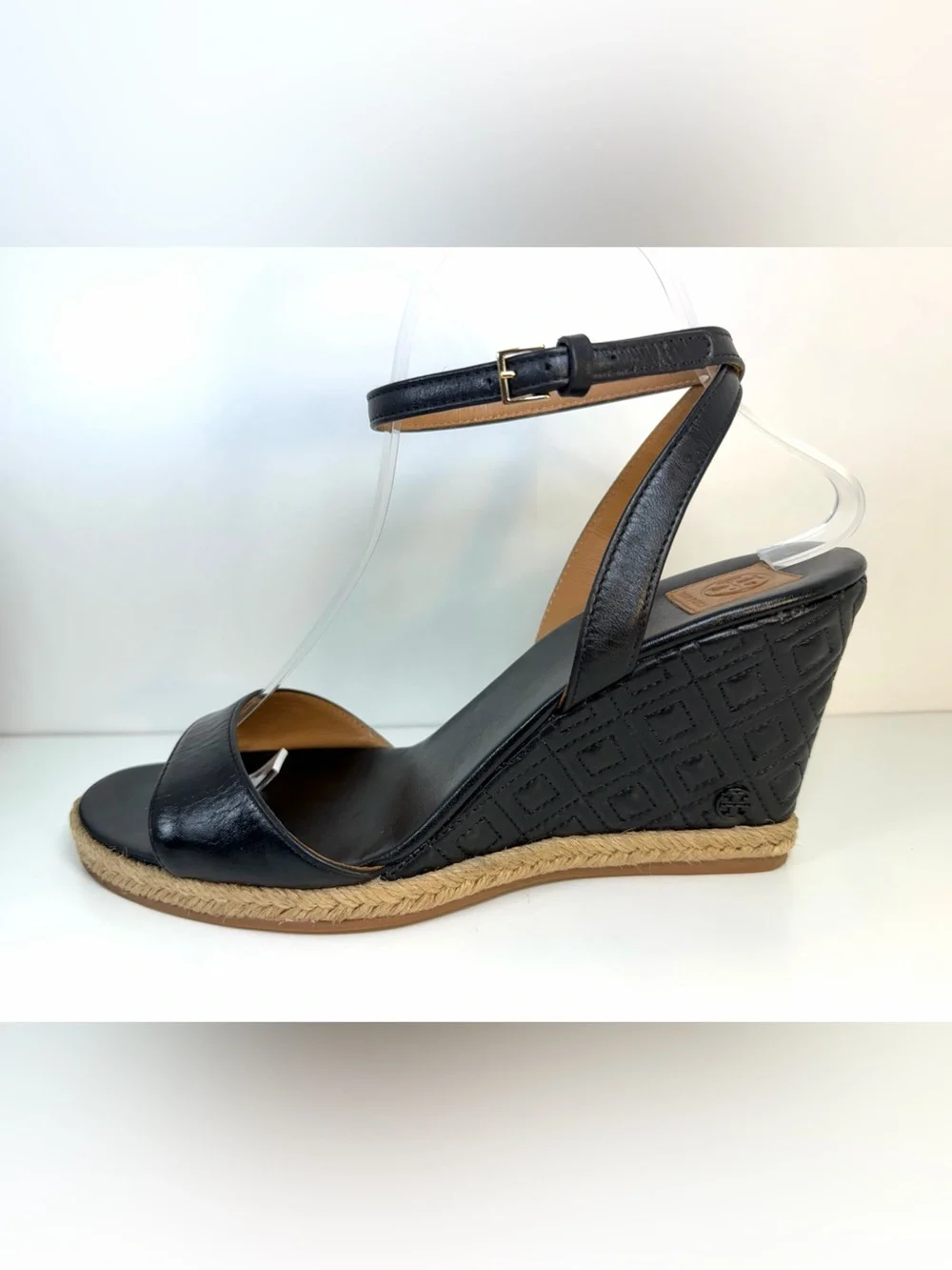 Tory Burch Black Ankle-Strap Wedge Sandals